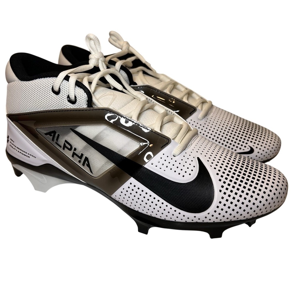 Nike Alpha Menace 4 Pro Football Cleats Mens  13 White Black FZ7702-105 New Shoe